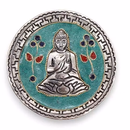 KDMD Green Buddha Decor Metal Tabletop Incense Holder, W/D/H: 10.0 x 10.0 x 1.0 cm