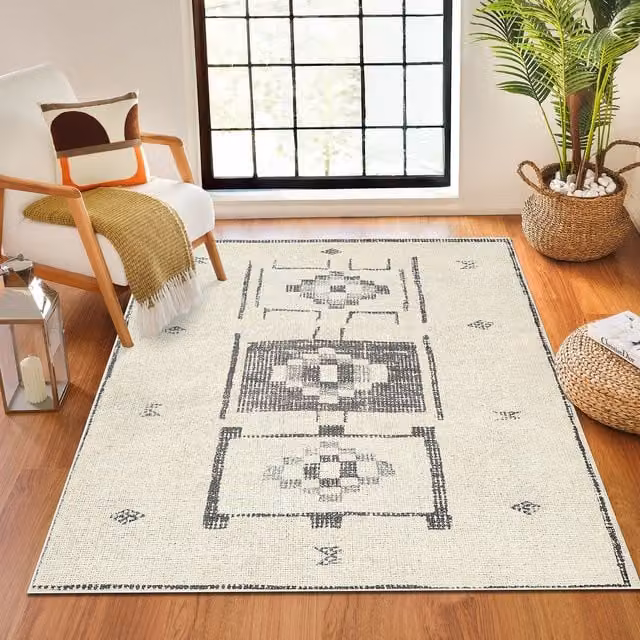 Livabliss Solana-Global Ethnic Hand-Knotted Rug in Orange and Black, W: 200 cm, D: 275 cm – 1