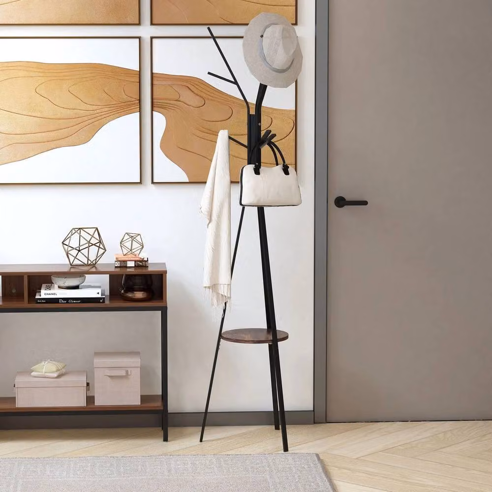 Havendro Black Metal Free Standing Coat Rack with Shelf, Height: 180 cm – 2