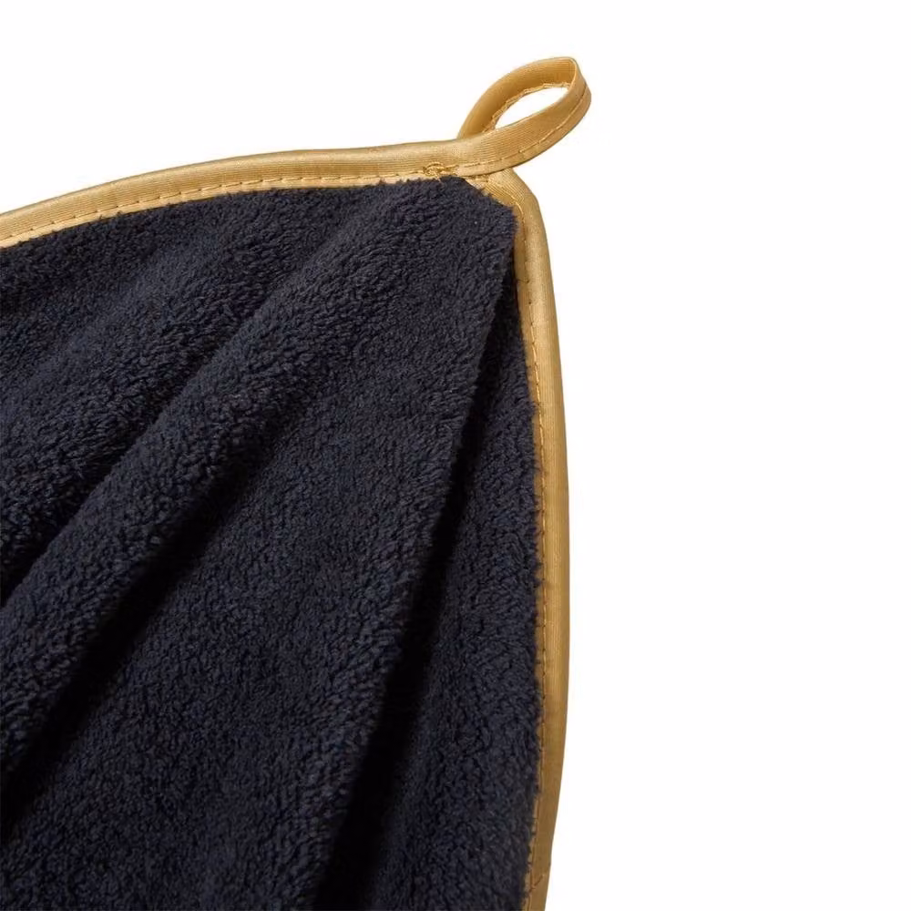 NESTLUNE Black and Gold Striped Luxury 3-Piece Extra Large Bath Towel Set in Microfibre Terry – 3