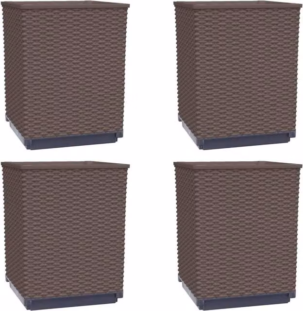 Berkfield Home Set of 4 Brown Polypropylene Planter Tubs, W/D/H: 30 x 30 x 37 cm – 1
