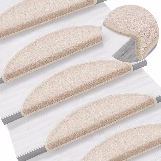 Berkfield Home Self-Adhesive Stair Mats, 10 Pack, Beige, W/D/H: 56 x 17 x 3 cm