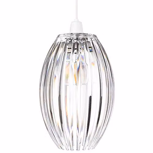 Happy Homewares Modern Round Pendant Shade in Chrome and Transparent with 18 cm Diameter