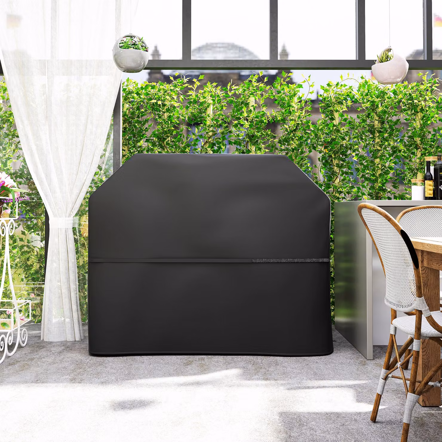 Outsunny Black Waterproof BBQ Cover for Rectangular Gas Grills, W/D/H: 147 x 61 x 122 cm – 7