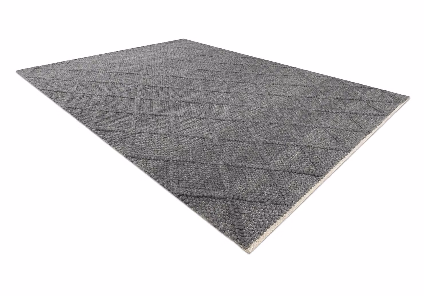RugsX Tahar Woven Wool Rug in Gold, Silver and Grey with Diamond Pattern, W: 120 cm, L: 180 cm – 2