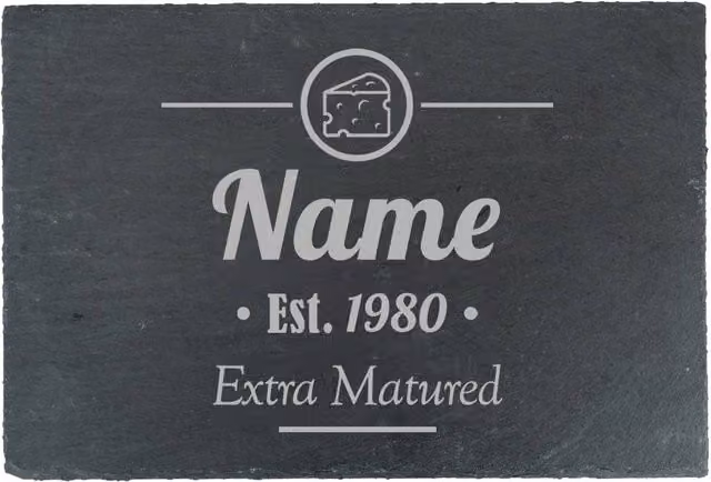 Uniqueful Personalised Extra Matured Design Rectangular Slate Cheeseboard in Black – 1