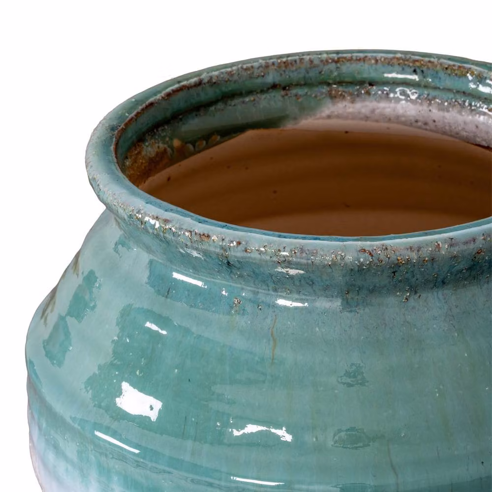 Hill Interiors Fen Olpe Ceramic Tabletop Vase in Green, H 35.0 cm x W 28.0 cm x D 28.0 cm – 2