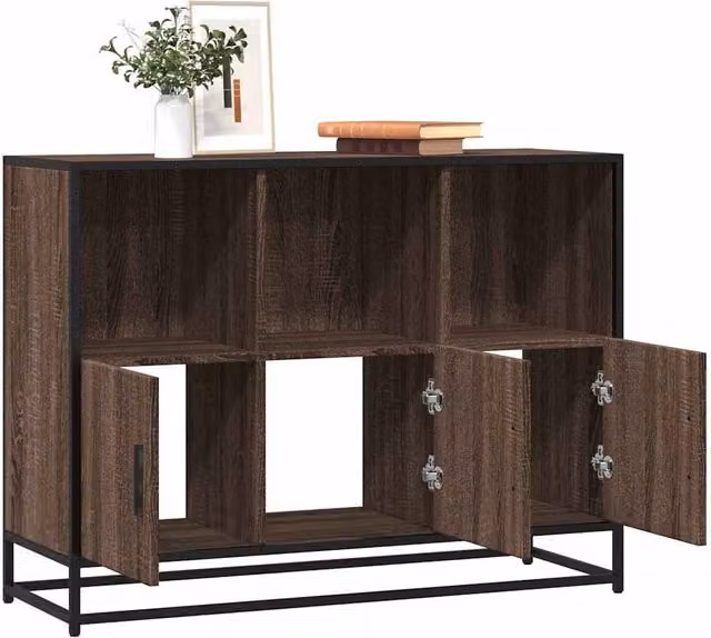 Berkfield Home Industrial Sideboard in Brown Oak, W/D/H: 100 x 35 x 76 cm – 1
