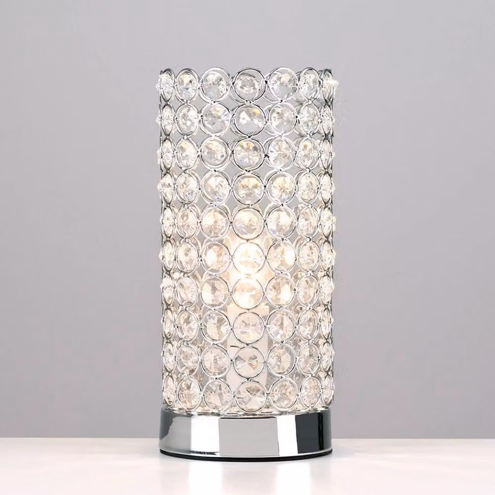 SPETLEK Dimmable K9 Crystal Glass Table Lamp with LED Bulb in Transparent and Chrome – 3