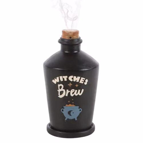 KDMD Witches Brew Potion Bottle Ceramic Incense Cone Burner, Black, H 14.0 x W 6.5 x D 6.5 cm