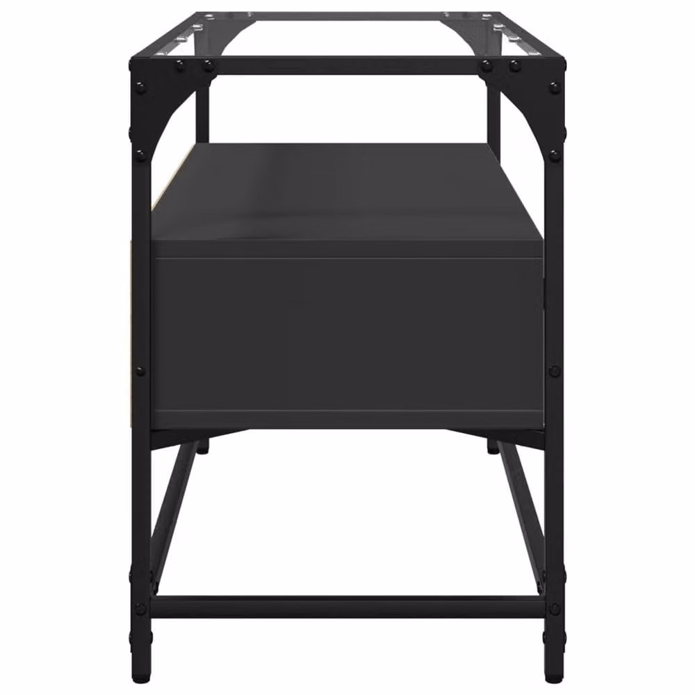 Berkfield Home Industrial TV Cabinet with Glass Top in Black, W/D/H: 80 x 35 x 51 cm – 4