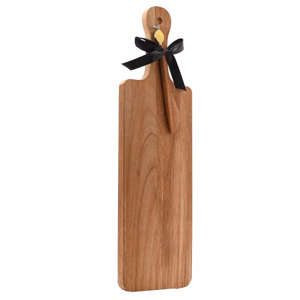 Hestia Rectangular Solid Wood Oblong Serving Board with Handle in Brown – 3