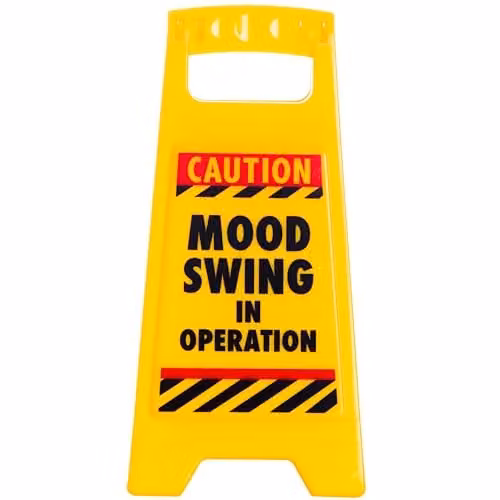 Boxer Gifts Mood Swing Novelty Tabletop Warning Sign, Yellow