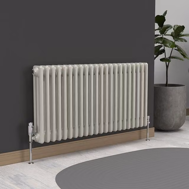 Lux Heat Horizontal 3 Column Steel Radiator in White, W: 101.0 cm, H: 50.0 cm