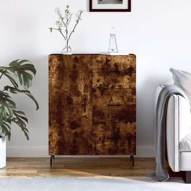Berkfield Home Smoked Oak Sideboard in Brown, W/D/H: 69.5 x 34 x 90 cm – 1