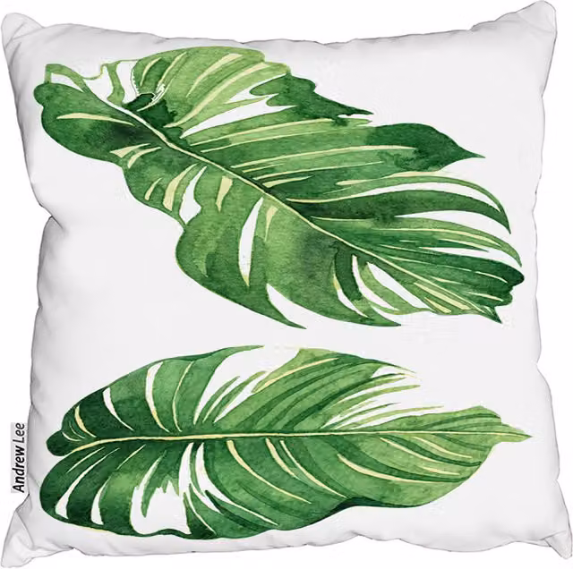 Andrew Lee Twin Botanical Leaves Square Cushion, Green, W: 60 cm, H: 60 cm, D: 60 cm