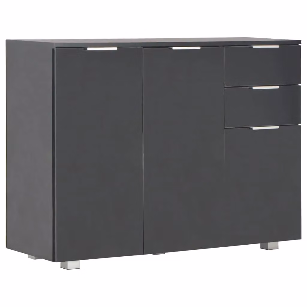 Berkfield Home Modern High Gloss Black Sideboard W/D/H: 107 x 35 x 76 cm – 2