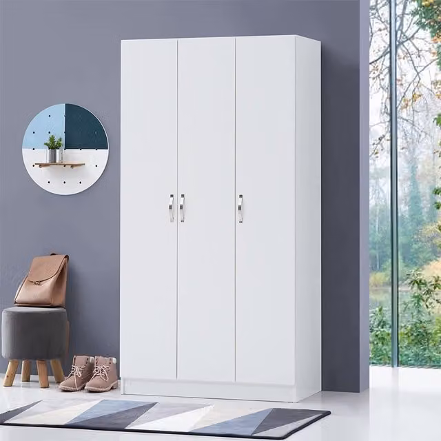 Timber Art Design UK Modern 3 Door Wardrobe with Hinged Doors in White and Grey Matt Finish