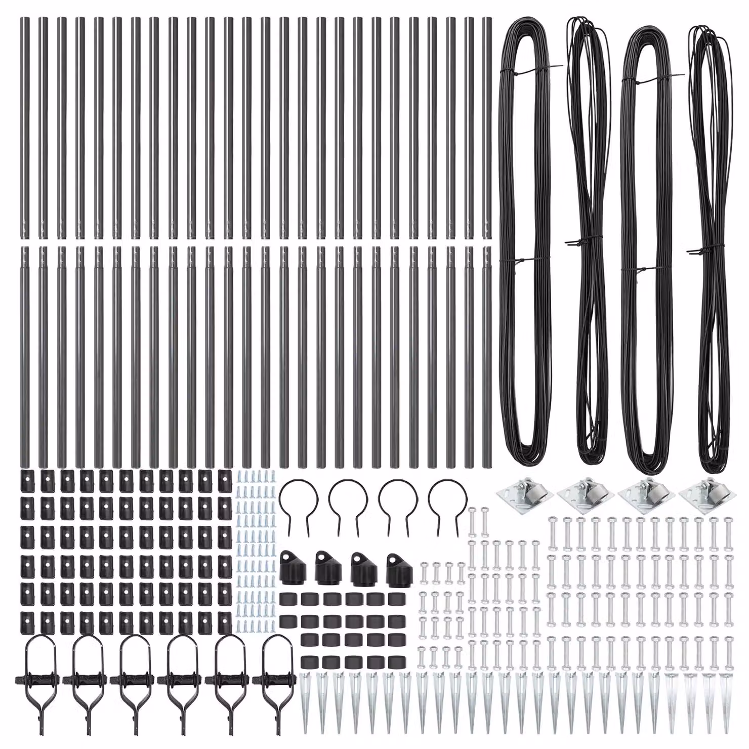 Berkfield Home Round Galvanised Steel Fence Posts with Spike, Grey, 26 Pack, Height: 170 cm, Diameter: 32 mm – 2