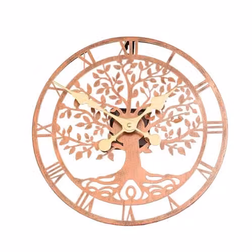 Gainsborough Tree of Life Metal Garden Wall Clock, Multicolour and Gold, Dia: 30 cm