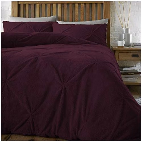 GC Gaveno Cavailia Luxury Super Soft Teddy Bear Pintuck Duvet and Pillowcase Set, Purple, Single Size, W/D/H: 90 x 200 cm – 2