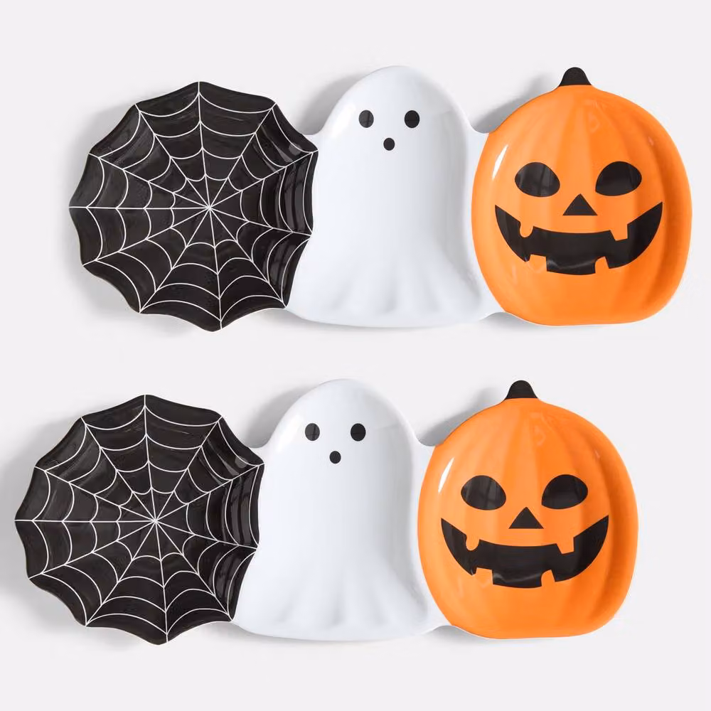 OHS 2 Pack Halloween Novelty Plastic Serving Platters and Dip Boards in Multicolour – 2