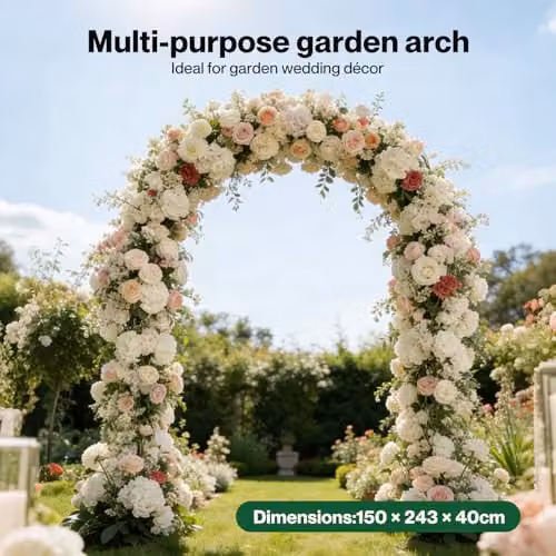 Lambu Black Metal Garden Arch Trellis for Climbing Plants, Height: 240 cm, Width: 150 cm, Depth: 40 cm – 7
