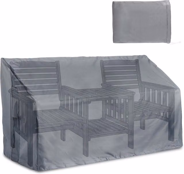 VonHaus Waterproof Garden Bench Cover in Grey, Heavy Duty Oxford Fabric, H96 x W173 x D90 cm