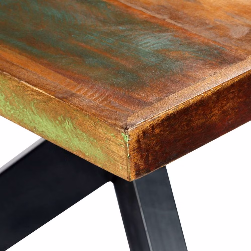Berkfield Home Rectangular Dining Table in Multicolour Solid Reclaimed Wood, W/D/H: 200 x 100 x 75 cm – 4