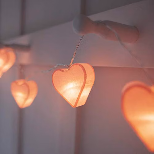Lights4fun Pink Paper Heart Fairy String Lights with 10 Warm White LED Battery Operated Lights and Timer – 2