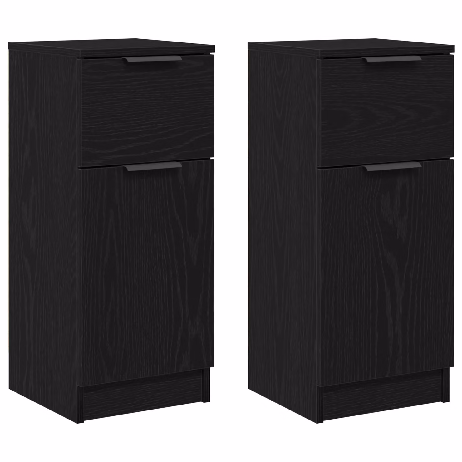 Berkfield Home Black Oak Sideboard in Matt Black MDF, W/D/H: 30 x 30 x 70 cm – 2