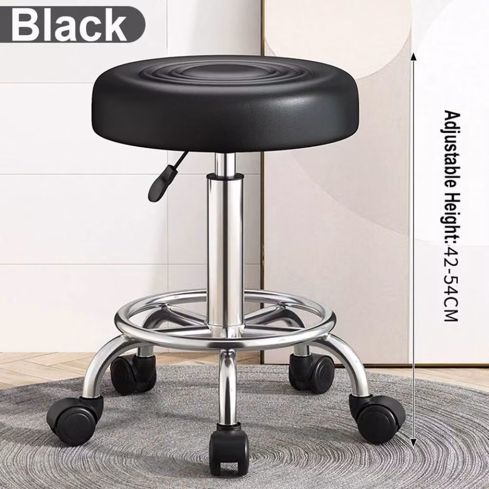 FORGEVIO Black Synthetic Leather Backless Office and Beauty Workshop Chair with Castors – 4