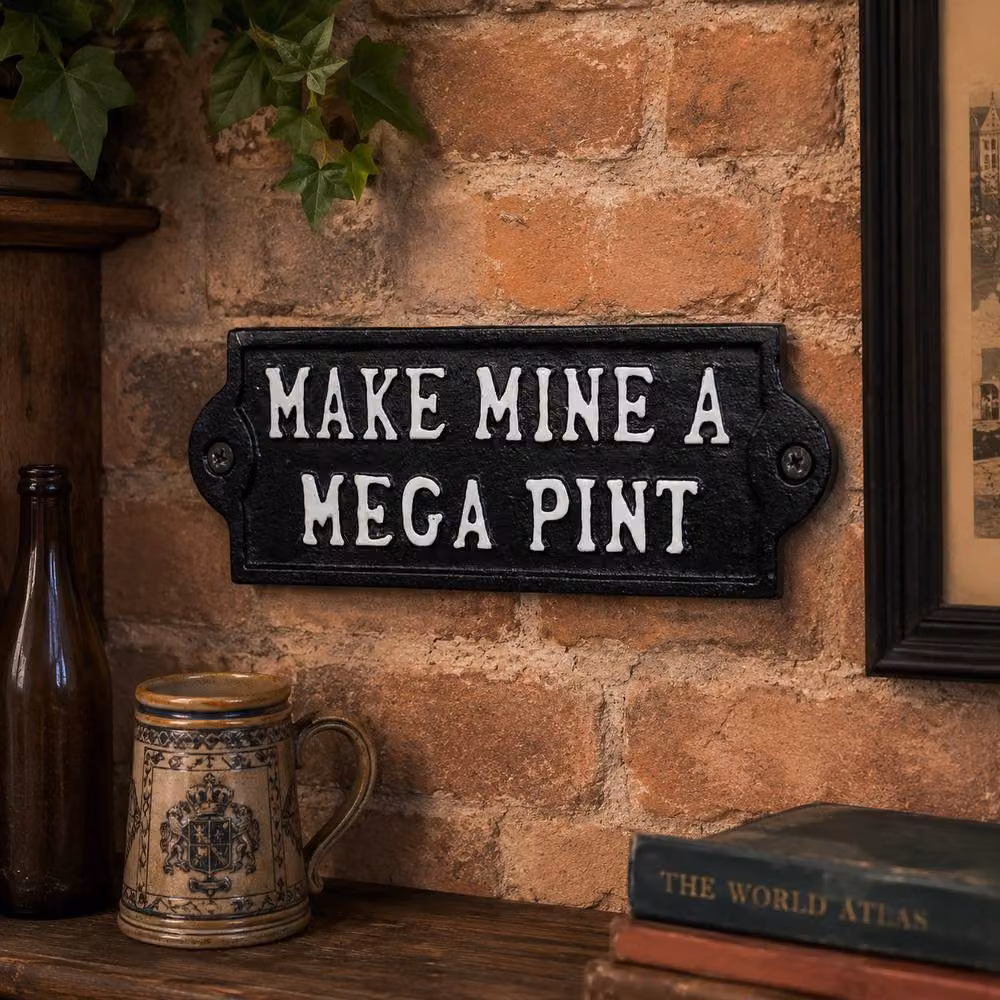 Gifts Direct 2 U Make Mine A Mega Pint Metal Wall Plaque, Black, W/H: 17 x 7 cm – 3