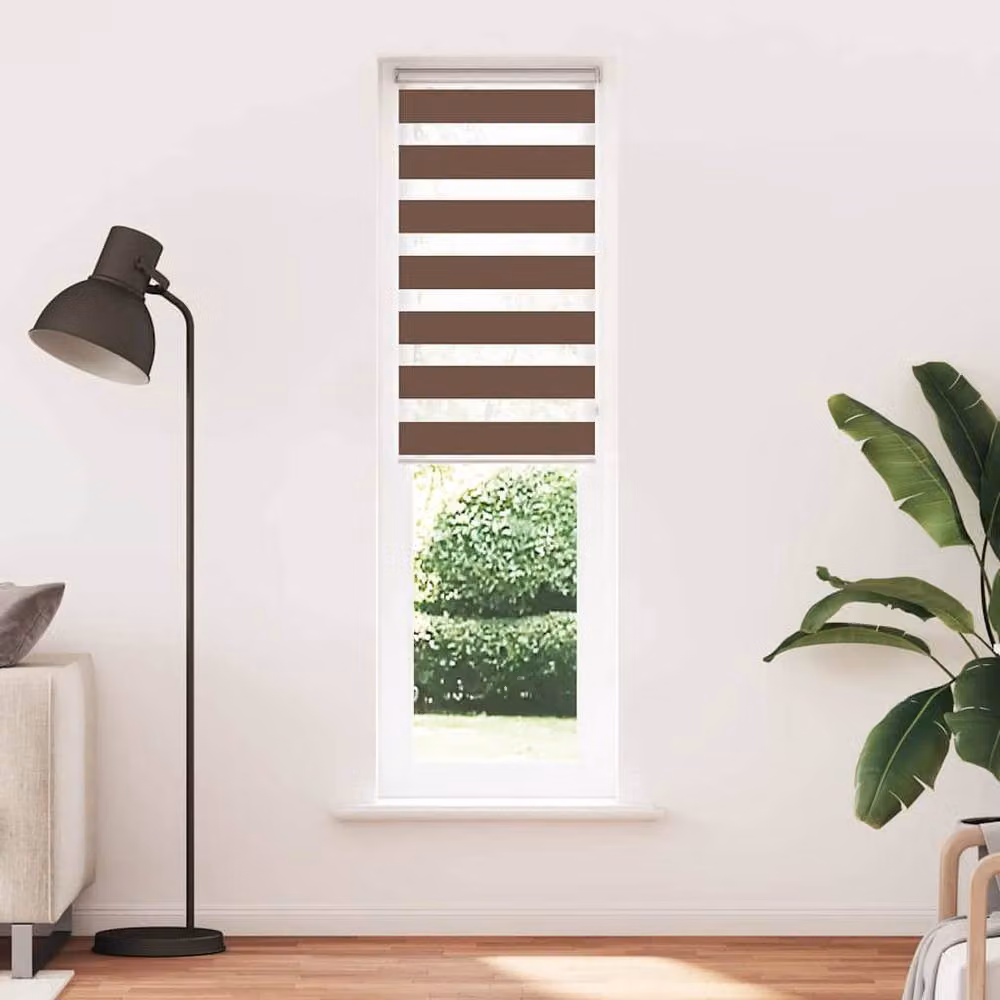 Berkfield Home Elegant Zebra Blind in Brown, W: 65 cm, H: 200 cm, Polyester Fabric – 3