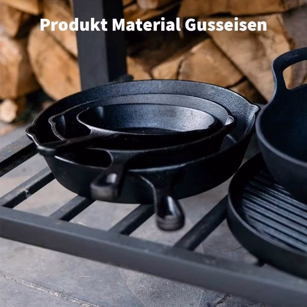 PAWNORA Set of 3 Pre-Seasoned Black Cast Iron Griddle Pans with Pouring Spouts – 2