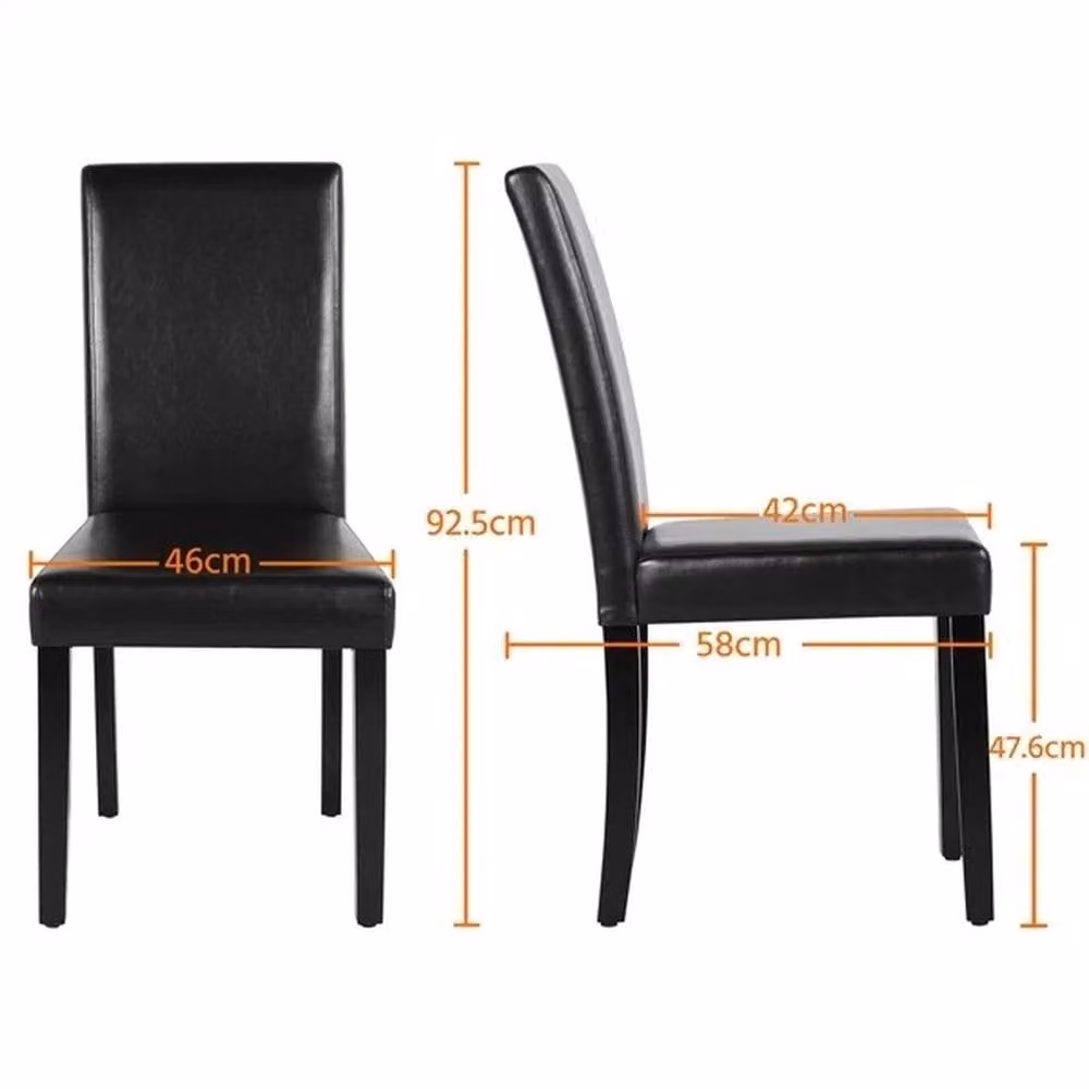 SPETLEK Set of 4 Modern Dining Chairs in Black PU Leather – 2