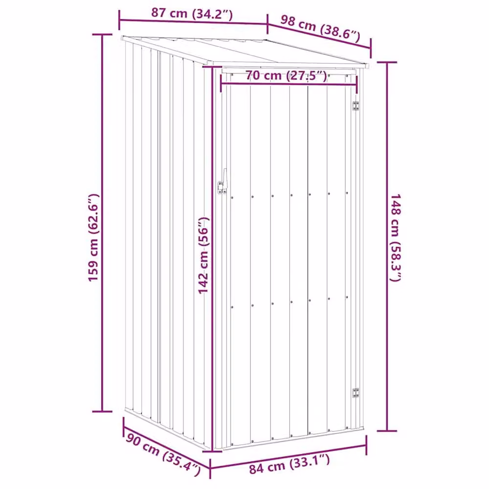 Berkfield Home Garden Shed in Green Galvanised Steel, W/D/H: 87 x 98 x 159 cm – 5