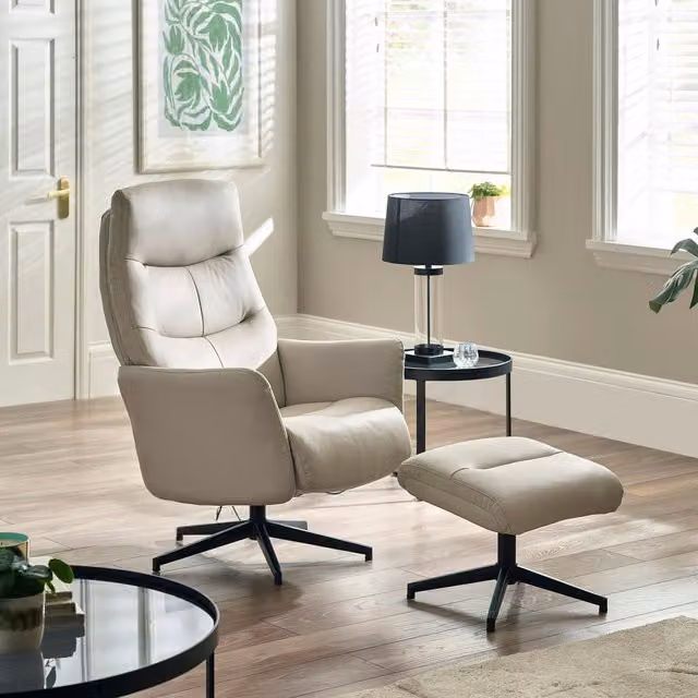 Julian Bowen Priya Recliner Chair and Ottoman Set in Grey Synthetic Leather