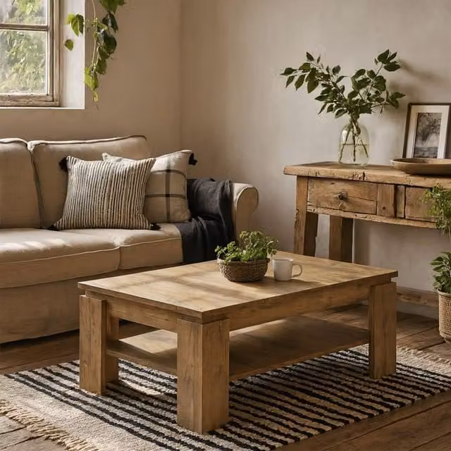 Wyld Haus Juniper Large Rectangular Coffee Table with Chestnut Top and Matera Grey Base in Natural – 1