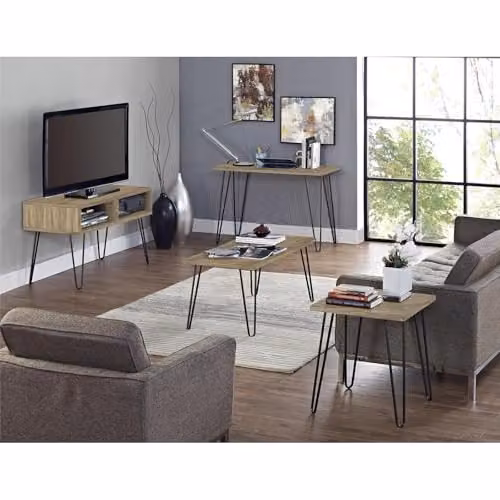 DHP Furniture Owen End and Side Table in Rustic Brown and Black, W/D/H: 49.5 x 49.5 x 55.5 cm – 2