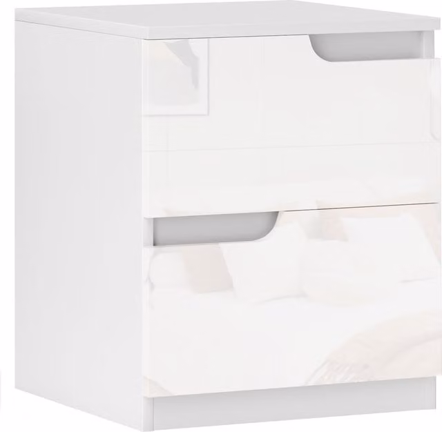 HOMCOM Set of Two High Gloss White Bedside Tables – 1