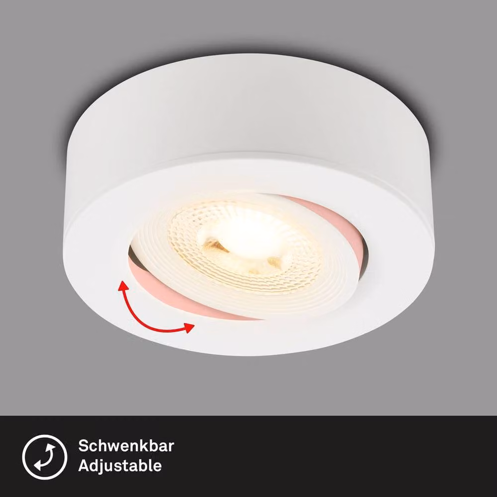 Briloner White LED Recessed Spotlight, 450lm, 3000K Warm White, Dimmable and Adjustable Ceiling Light – 3