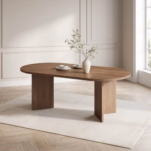 STILVORA Modern Oval Walnut Dining Table in Brown, W/D/H: 180 x 90 x 75 cm – 1
