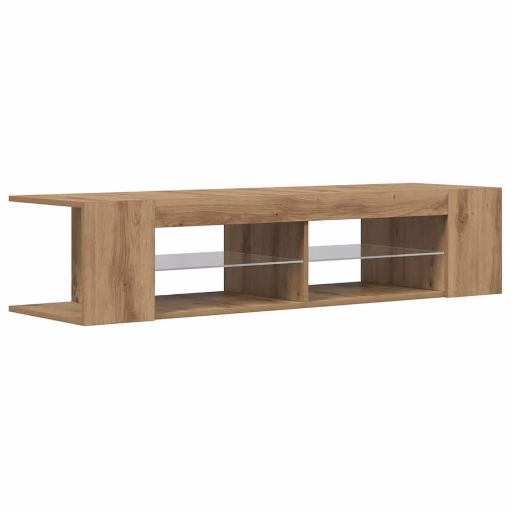 Berkfield Home Artisan Oak TV Cabinet with Integrated LED Lights, Brown and Multicolour, W: 135 cm, D: 39 cm, H: 30 cm – 1