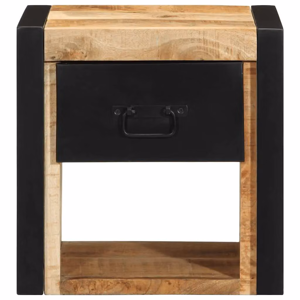 Berkfield Home Set of 2 Rustic Mango Wood Bedside Cabinets, Brown, W/D/H: 40 x 35 x 40 cm – 3