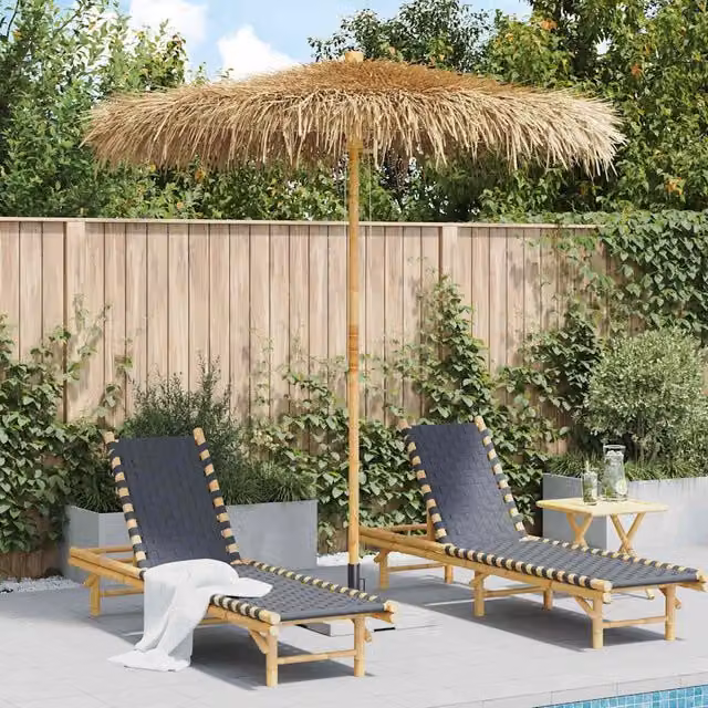 Berkfield Home Tiki Umbrella with Multicolour Banana Leaf Canopy and Bamboo Pole, Diameter: 240 cm – 1