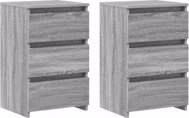 Berkfield Home Set of 2 Grey Sonoma Bed Cabinets, W/D/H: 40 x 35 x 62.5 cm – 1