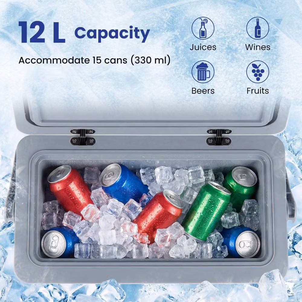 Costway Portable Hard Cooler 12L Injection Moulded Insulated Ice Chest in White – 5