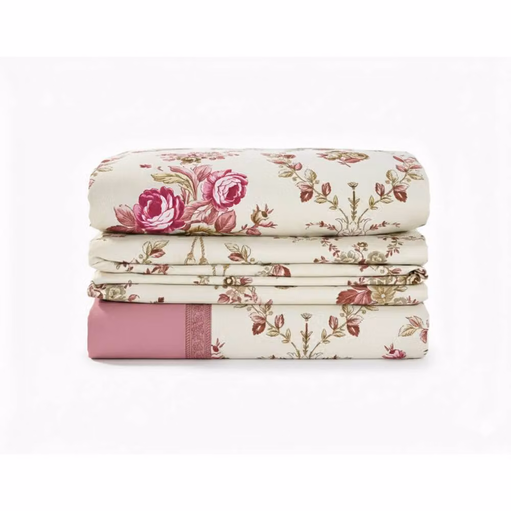 Snug City Pink Floral Brushed Cotton Flannelette Fitted Sheet and Matching Pillowcases, King Size (180 x 200 cm) – 2