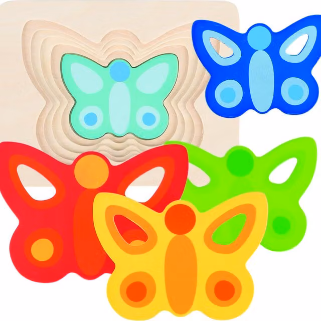 Gowi Wooden Butterfly II 5 Piece 3D Multicolour Animal Puzzle